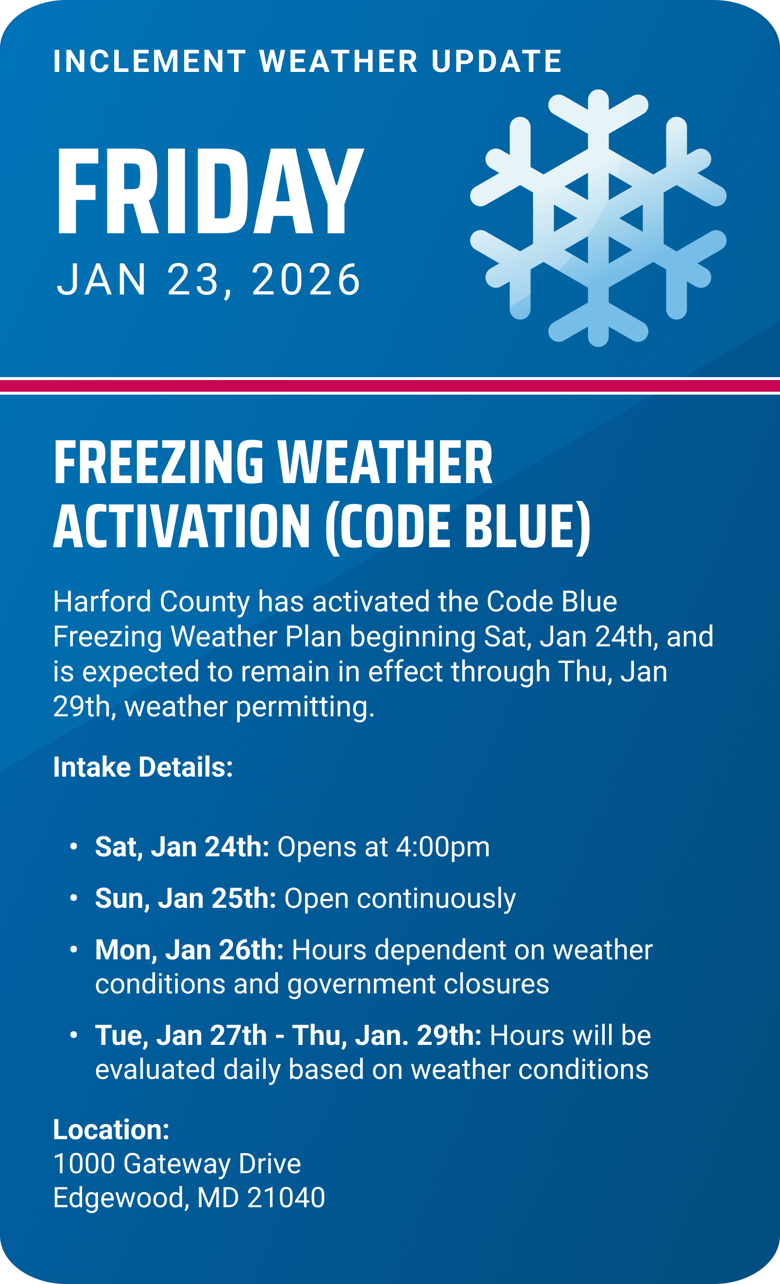 Inclement Weather Notice